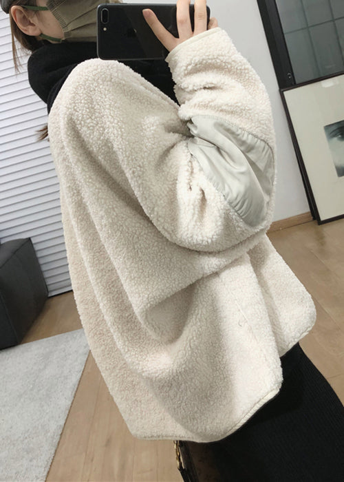 WW | Dark Grey Zipper Patchwork Teddy Faux Fur Coats Winter