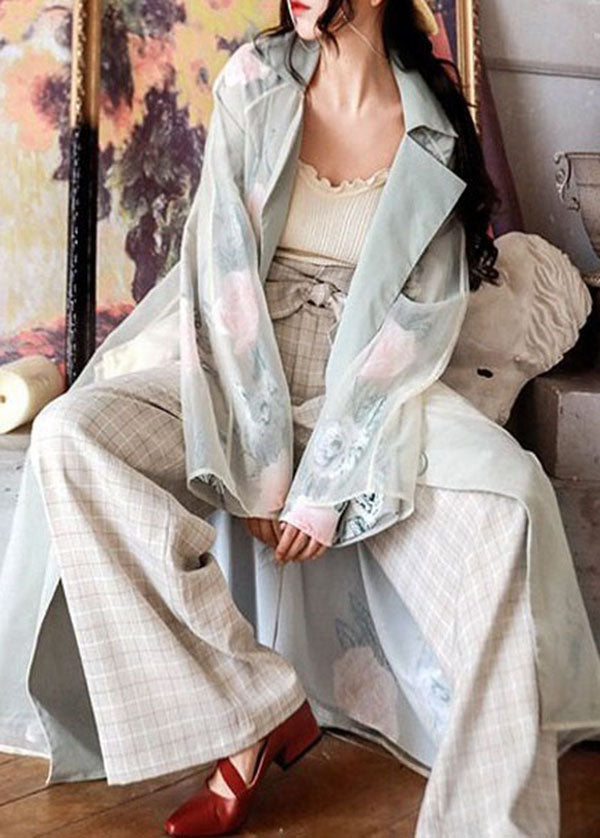 WW | Flora Peter Pan Collar Pocket Patchwork Organza Trench Coats