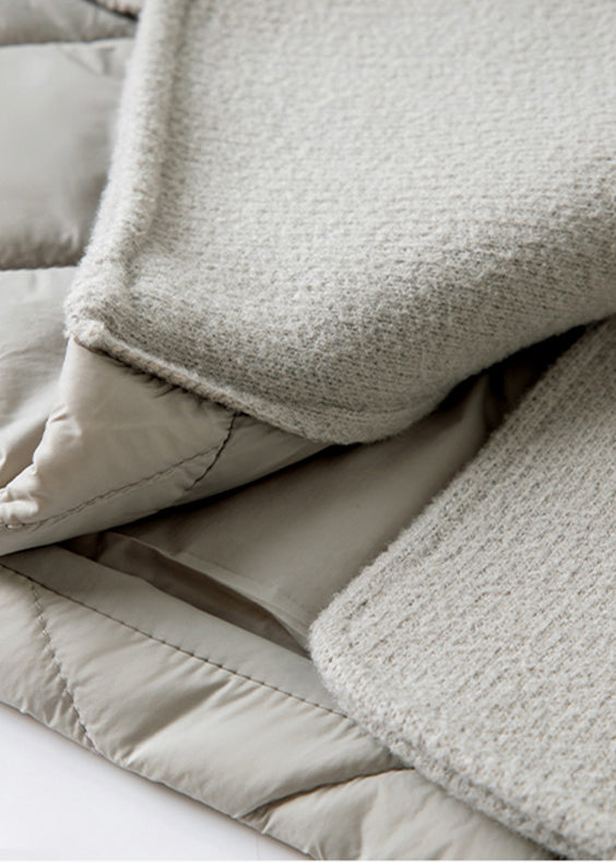 WW | Gray Notched Patchwork Cotton Padded Wool Coats Winter
