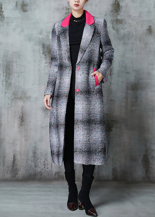 WW | Graues Karierter Patchwork Wollmäntel