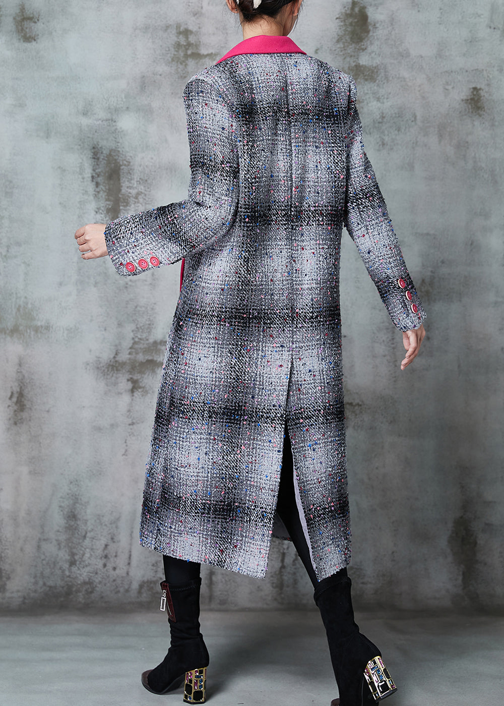 WW | Gray Plaid Patchwork Wool Coats