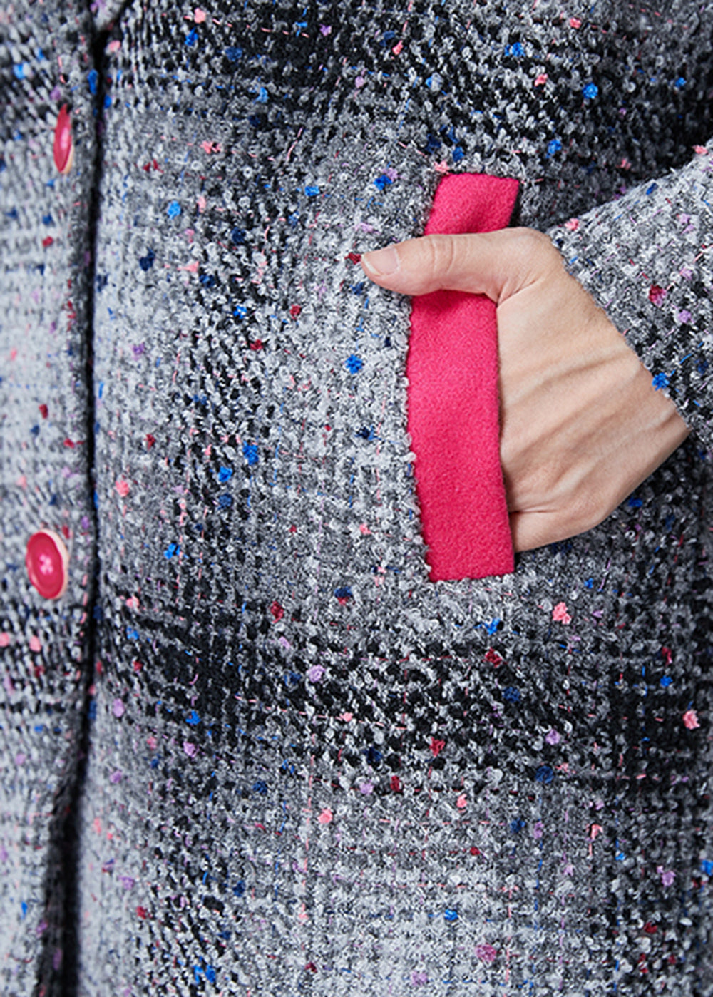 WW | Gray Plaid Patchwork Wool Coats