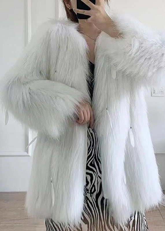 WW | Gray Tassel Thick Mink Coats Long Sleeve