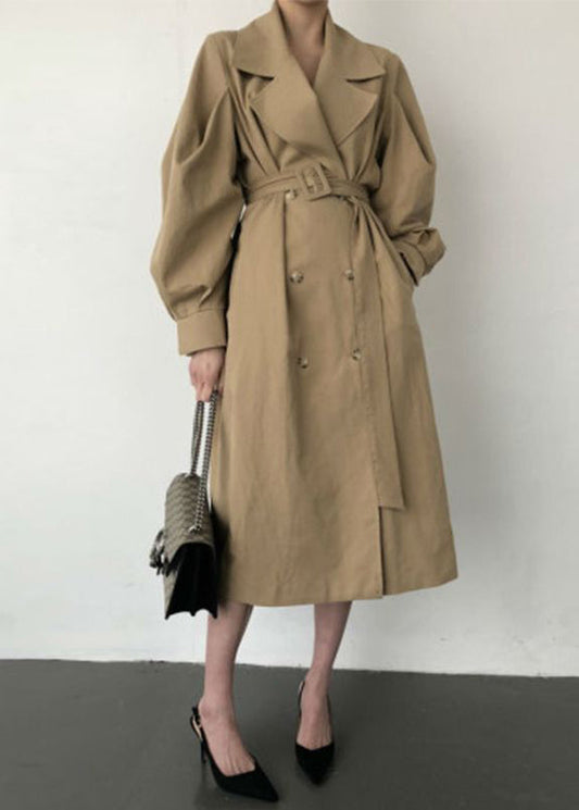 WW | Khaki Übergroße Doppelreihige Baumwoll-Trenchcoats