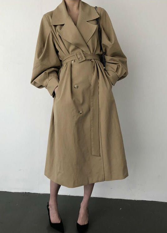 WW | Khaki Oversized Double-Breasted Cotton Trench Coats