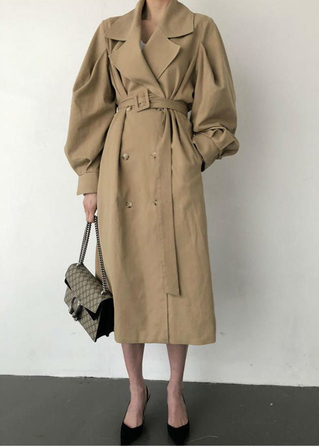 WW | Khaki Oversized Double-Breasted Cotton Trench Coats