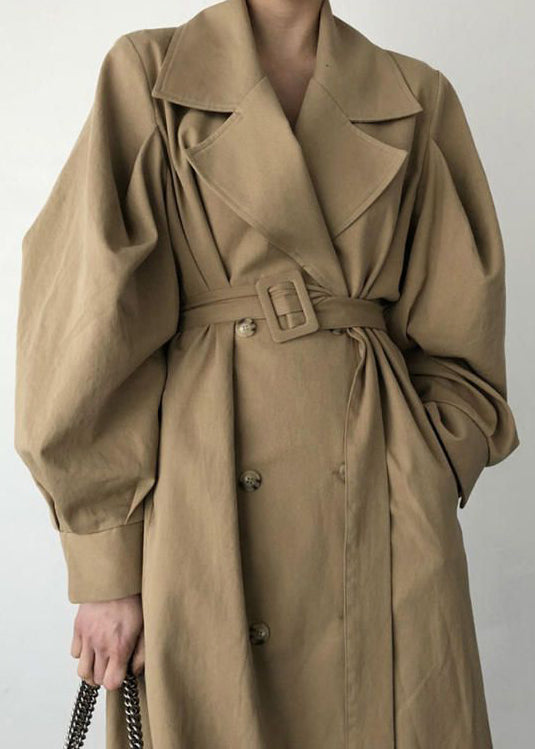 WW | Khaki Oversized Double-Breasted Cotton Trench Coats