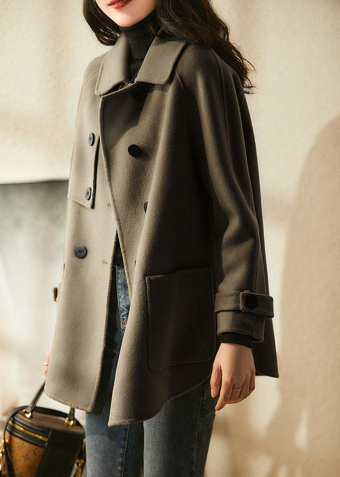 WW | Khaki Oversized Double-Breasted Wool Jackets