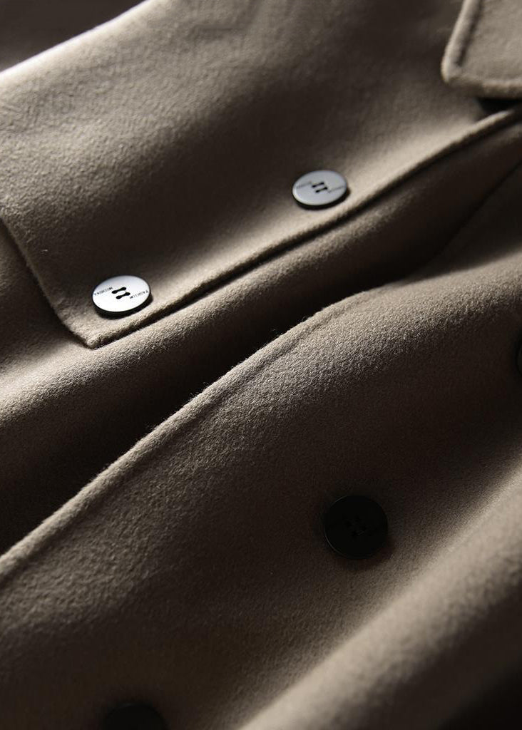 WW | Khaki Übergröße Doppelreihige Wolljacken