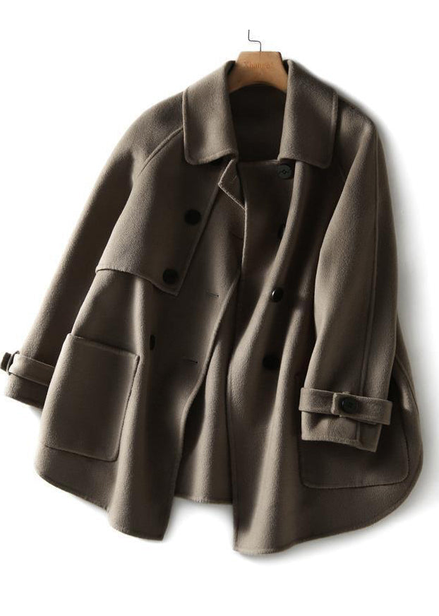 WW | Khaki Oversized Double-Breasted Wool Jackets