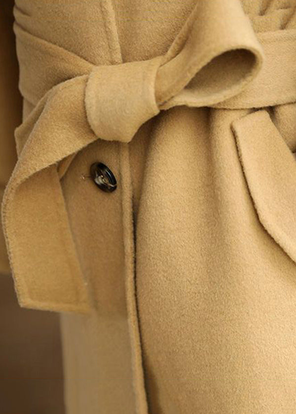 WW | Light Camel Peter Pan Collar Double-Breasted Wool Coats
