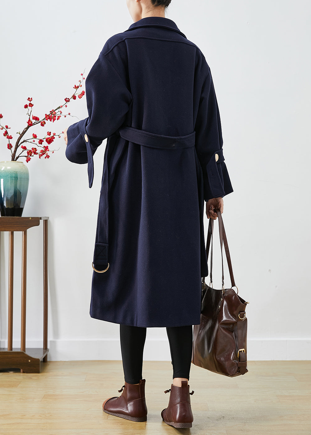 WW | Navy Slim Fit Thick Wool Trench Coats Winter