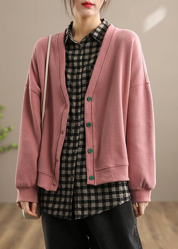 WW | Pink Women's V-Neck Button-Up Cardigan