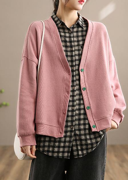 WW | Pink Women's V-Neck Button-Up Cardigan