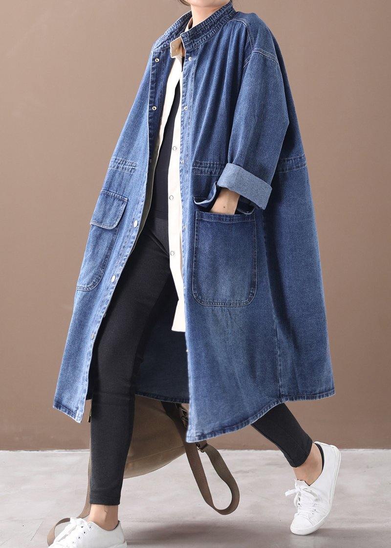 WW | Denim Blauer Plus Size Trenchcoat Mit Kordelzug