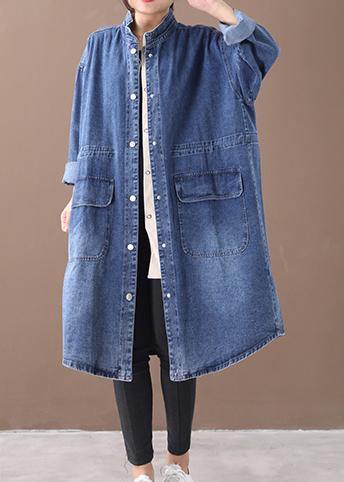 WW | Denim Blauer Plus Size Trenchcoat Mit Kordelzug