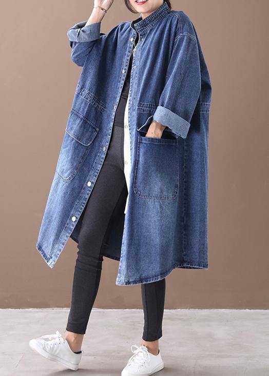 WW | Denim Blauer Plus Size Trenchcoat Mit Kordelzug