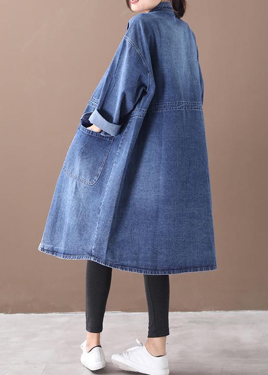 WW | Denim Blauer Plus Size Trenchcoat Mit Kordelzug