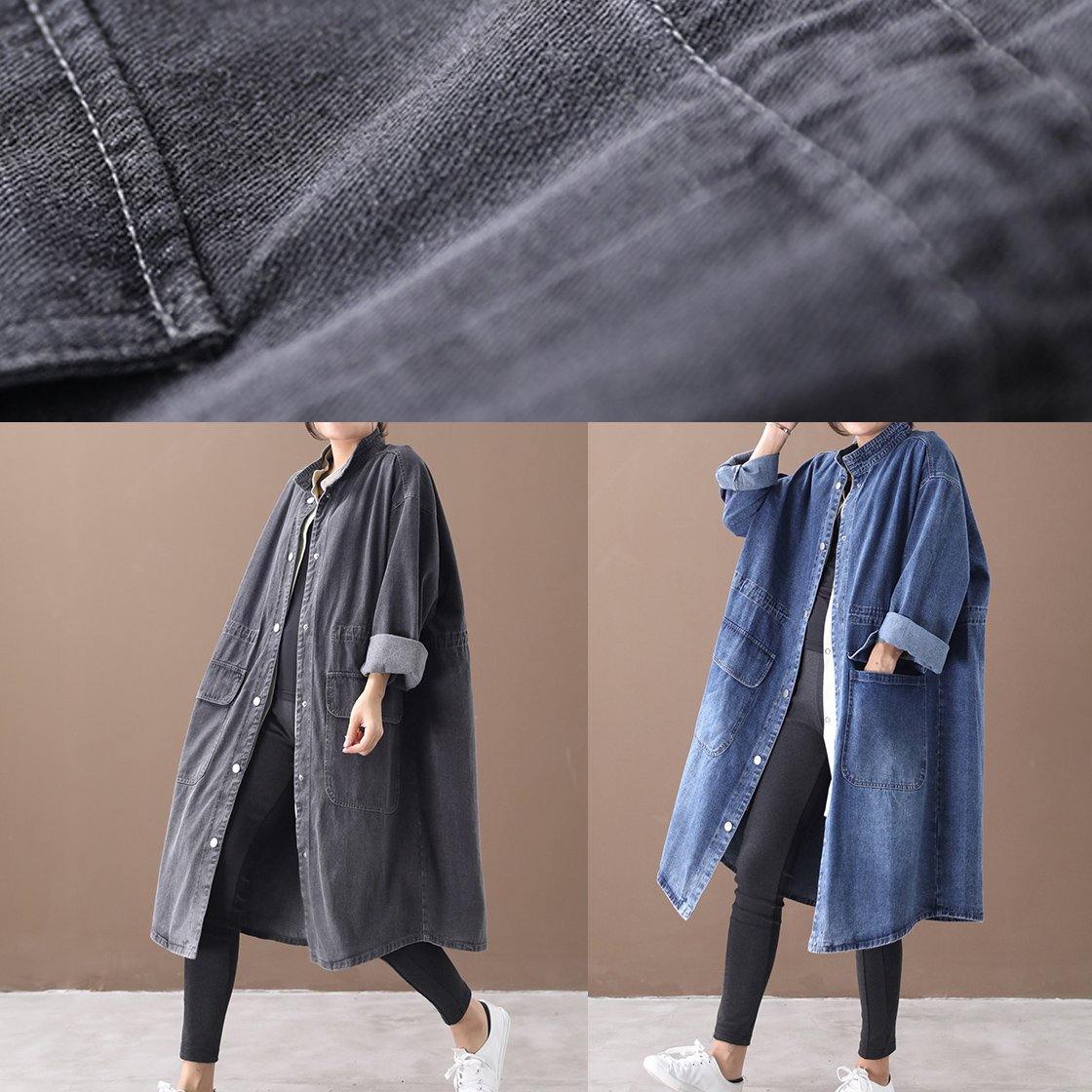 WW | Denim Blauer Plus Size Trenchcoat Mit Kordelzug