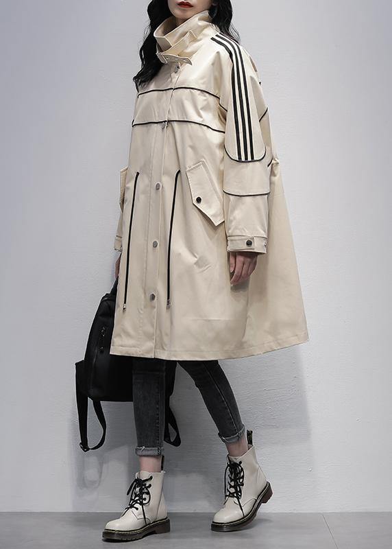 WW | Stand Collar Zipper Outerwear Khaki Silhouette Coats