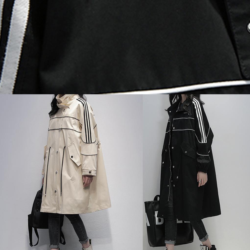 WW | Stand Collar Zipper Outerwear Khaki Silhouette Coats