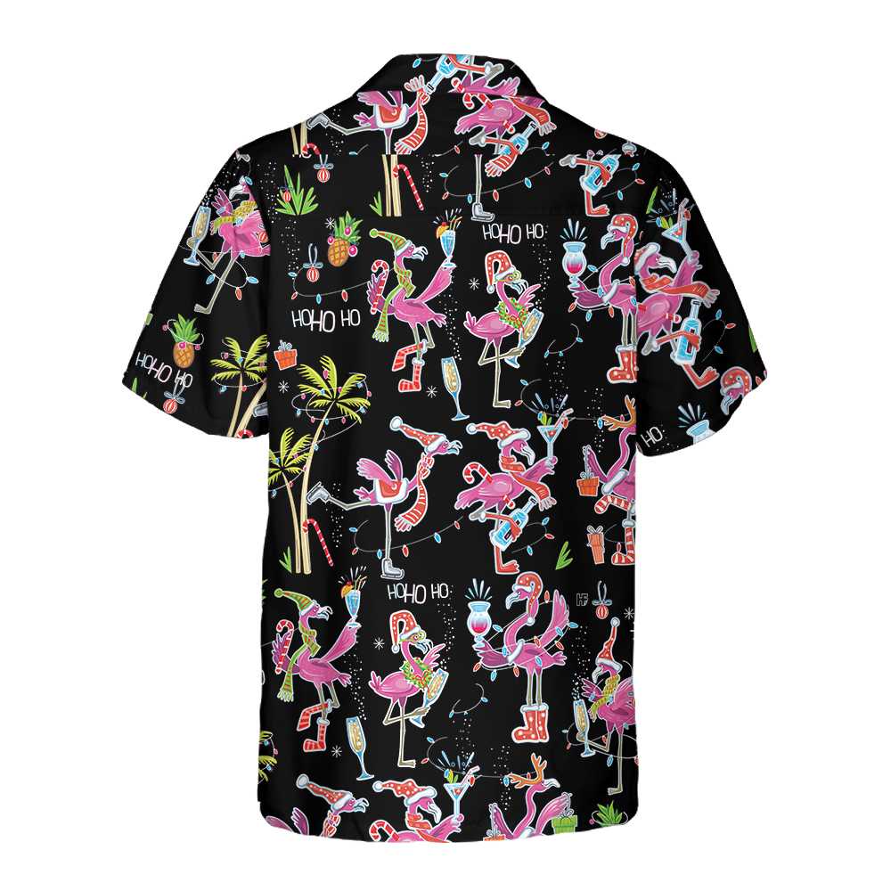 WW | Lustiges Weihnachtsflamingo-Hawaiian-Shirt, Weihnachts-Tropen-Shirt für Männer, Beste Weihnachtsgeschenk-Idee