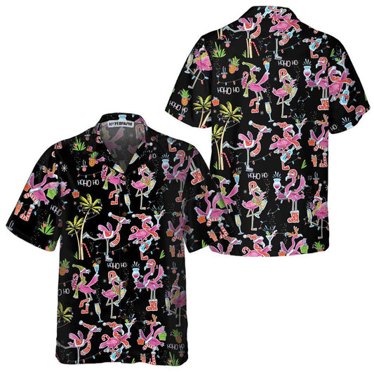 WW | Lustiges Weihnachtsflamingo-Hawaiian-Shirt, Weihnachts-Tropen-Shirt für Männer, Beste Weihnachtsgeschenk-Idee
