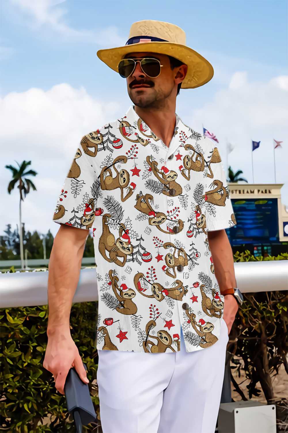 WW | Lustige Weihnachts-Sloth-Hawaiianhemd, Lustiges Weihnachtshemd, Bestes Geschenk für Weihnachten