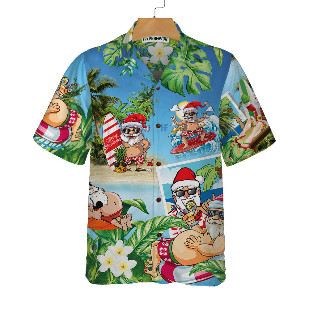 WW | Lustiger Weihnachtsmann in Aloha-Hawaiian-Shirt, Weihnachtsmann-Hawaiian-Shirt, Bestes Geschenk für Weihnachten