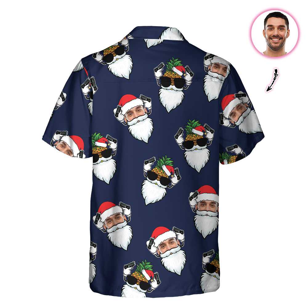 WW | Lustiger Weihnachtsmann Gesicht Individuelles Hawaiian Shirt, Lustiges Weihnachtsmann Shirt, Personalisiertes Weihnachtsgeschenk