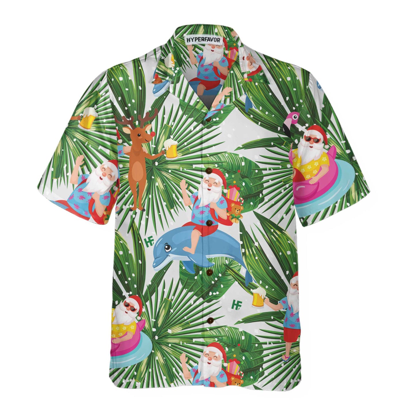 WW | Lustige tropische Weihnachts-Hawaii-Hemd, Lustiges Weihnachtsmann-Hemd für Weihnachten