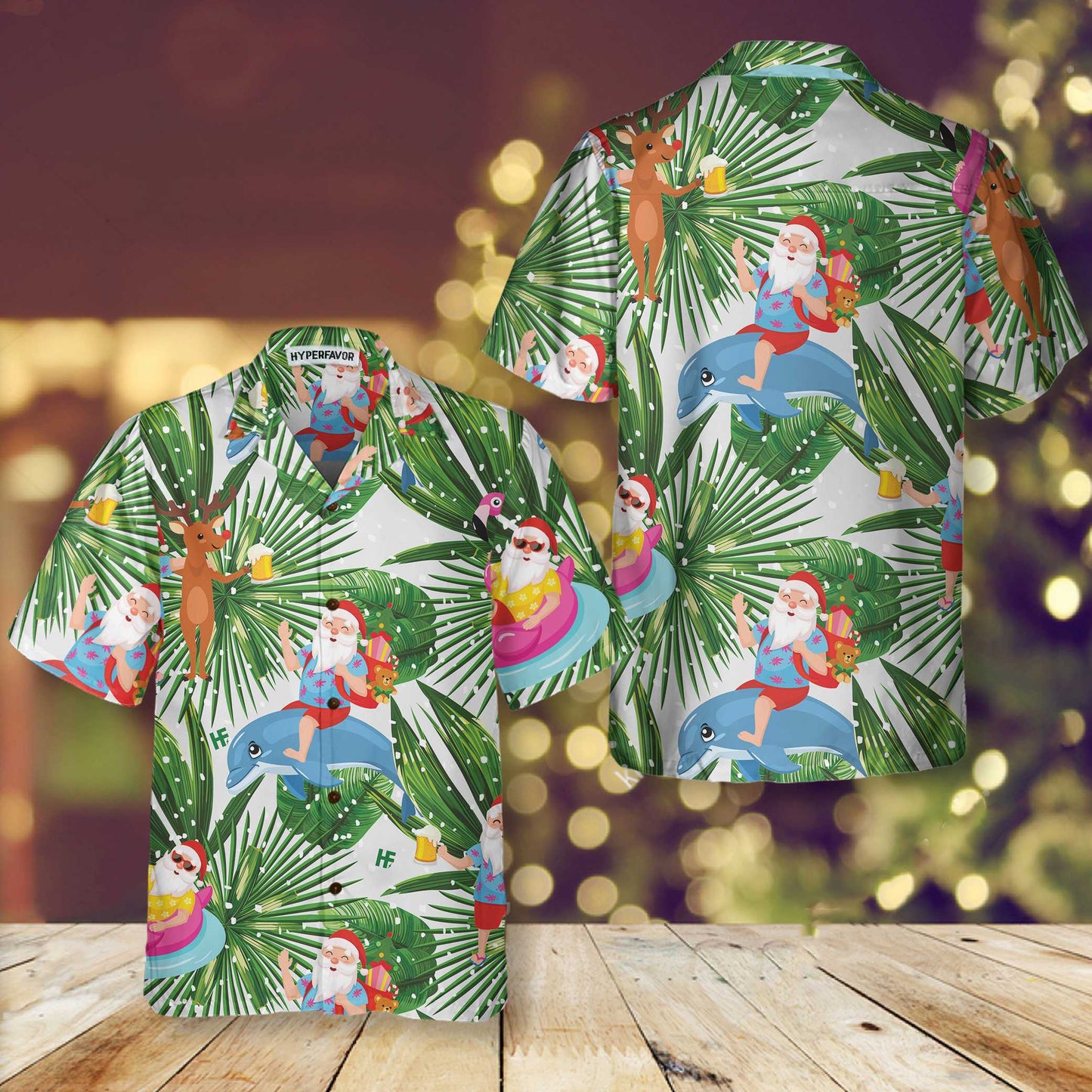 WW | Lustige tropische Weihnachts-Hawaii-Hemd, Lustiges Weihnachtsmann-Hemd für Weihnachten