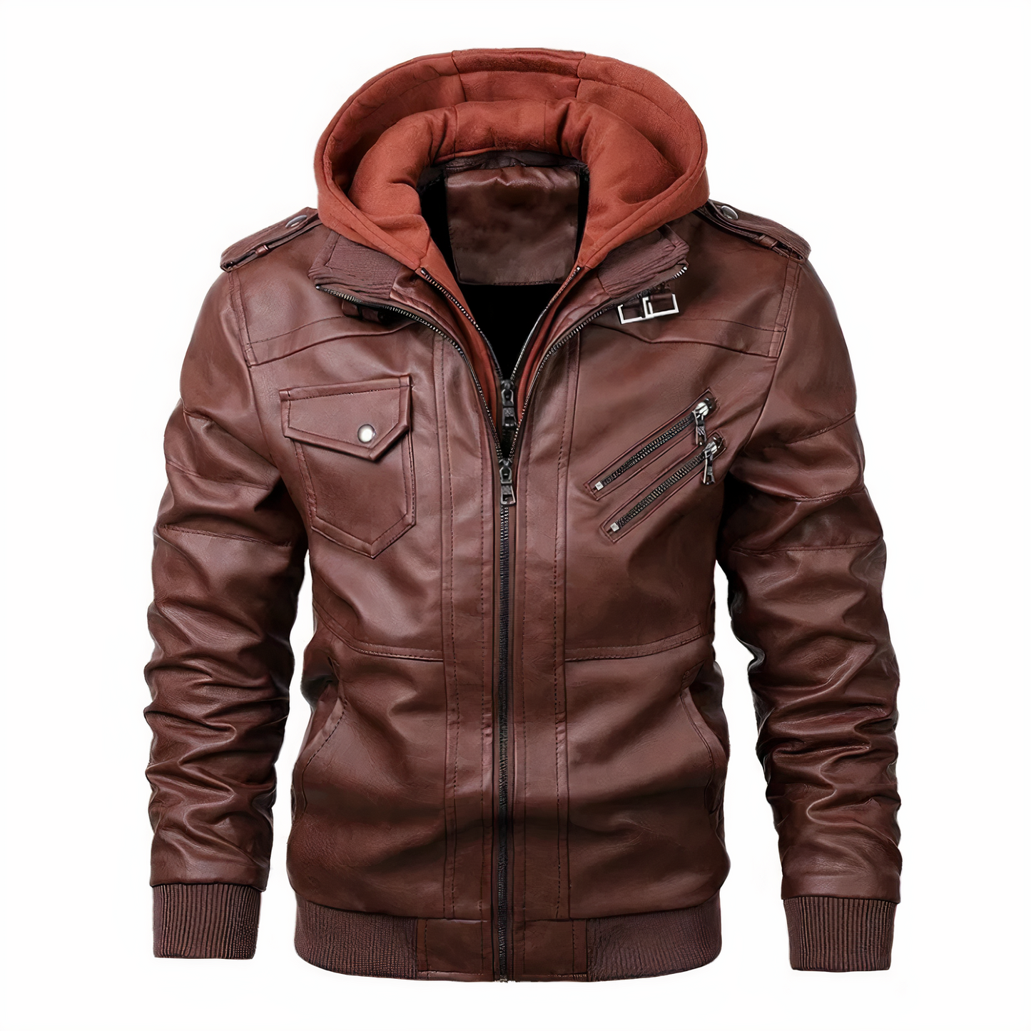 WW | Elegante Lederjacke mit Kapuze
