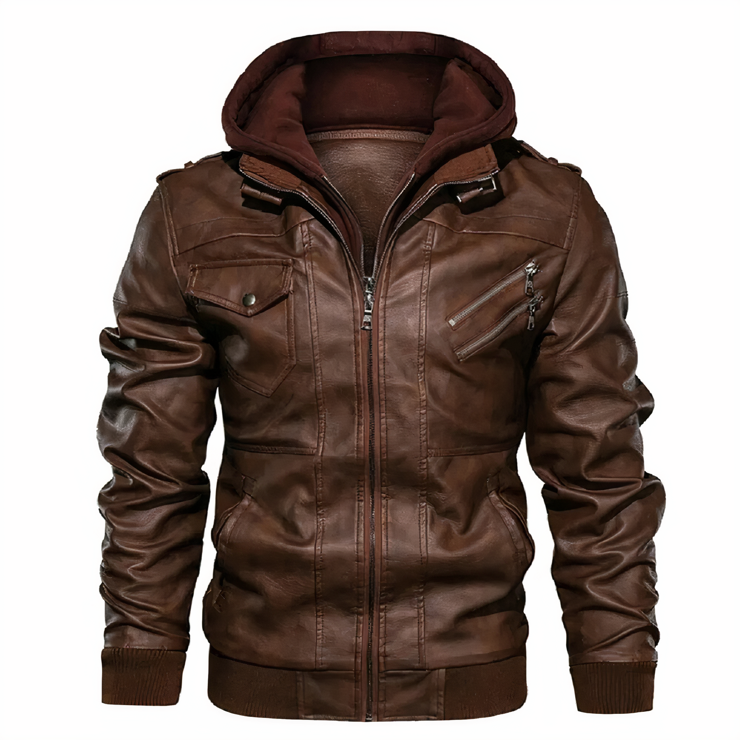 WW | Elegante Lederjacke mit Kapuze