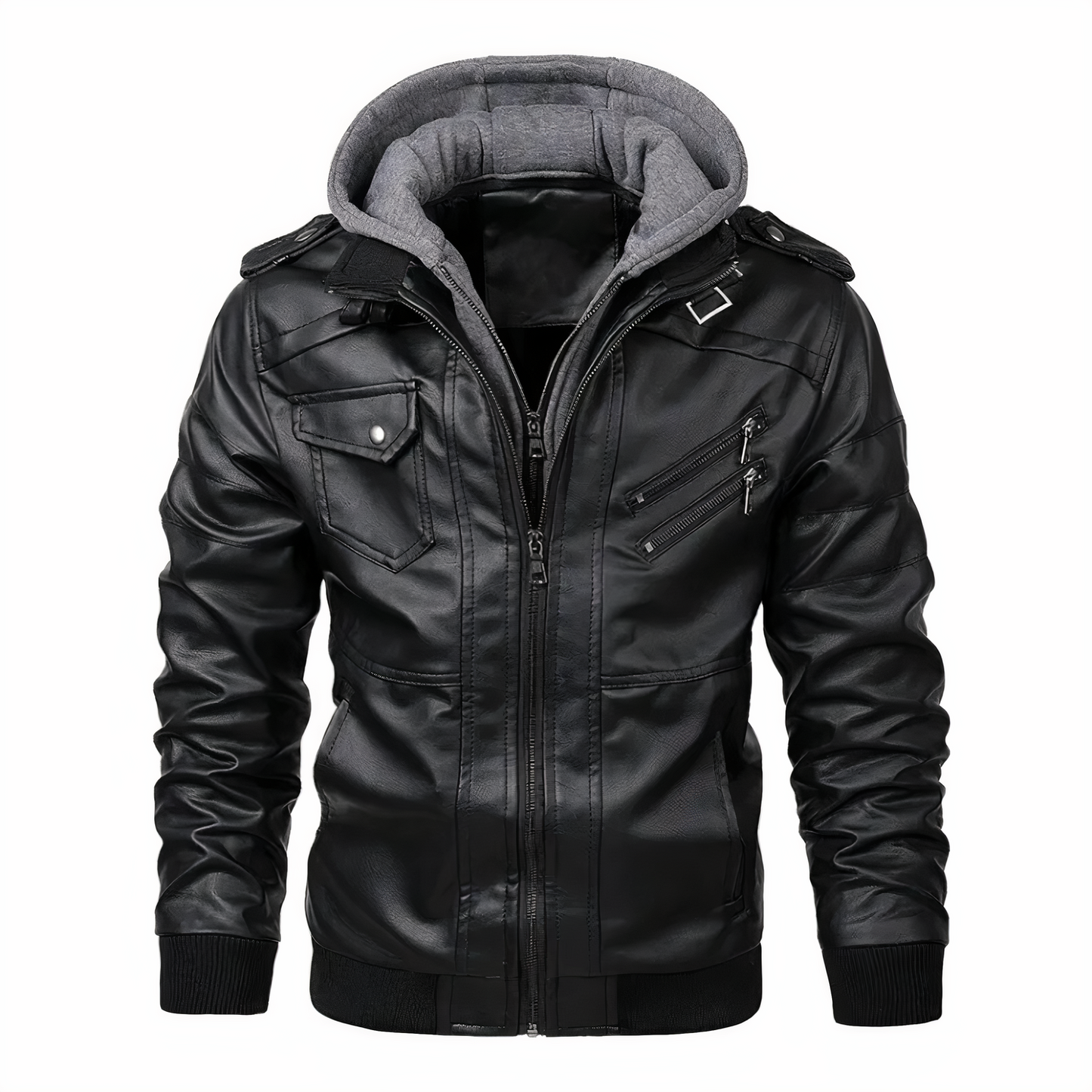 WW | Elegante Lederjacke mit Kapuze