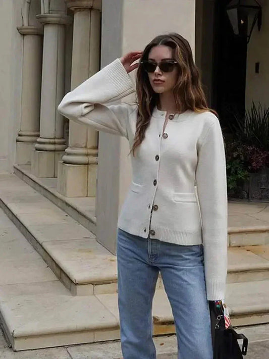 WW | Weste Lange Ärmel Taschen Button up Weste Damenbekleidung