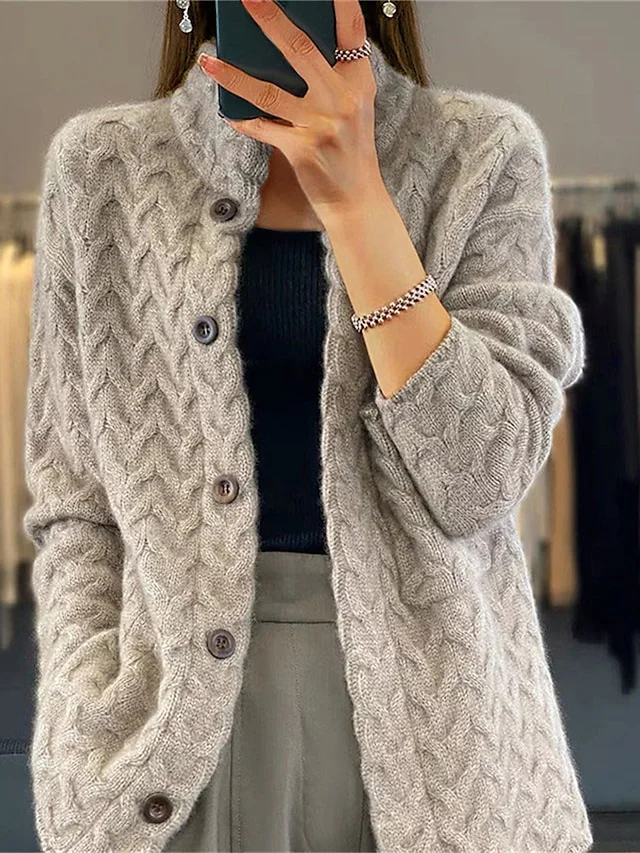 WW | Leichtgewicht Hoher Kragen Knopfverschluss Weste Damen Strickmode