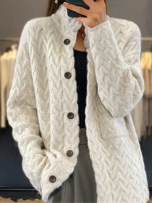 WW | Leichtgewicht Hoher Kragen Knopfverschluss Weste Damen Strickmode