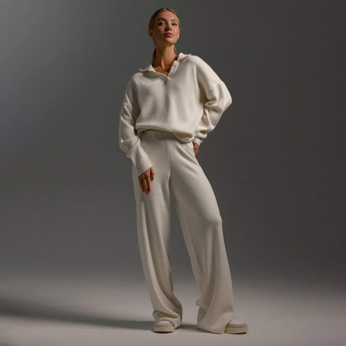 WW | Damen Loungewear Set - Oversized Pullover und Weite Hose