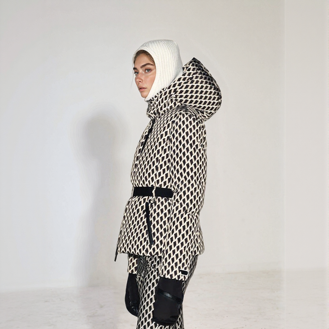 WW | Damen Ski Winterjacke mit Gürtel und Wattierungsisolierung