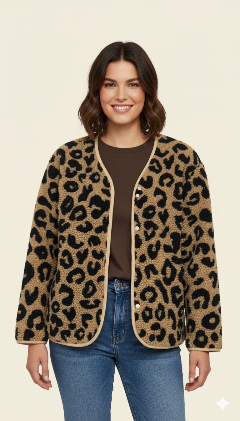 WW | Stylische Fleecejacke mit Leopardenmuster