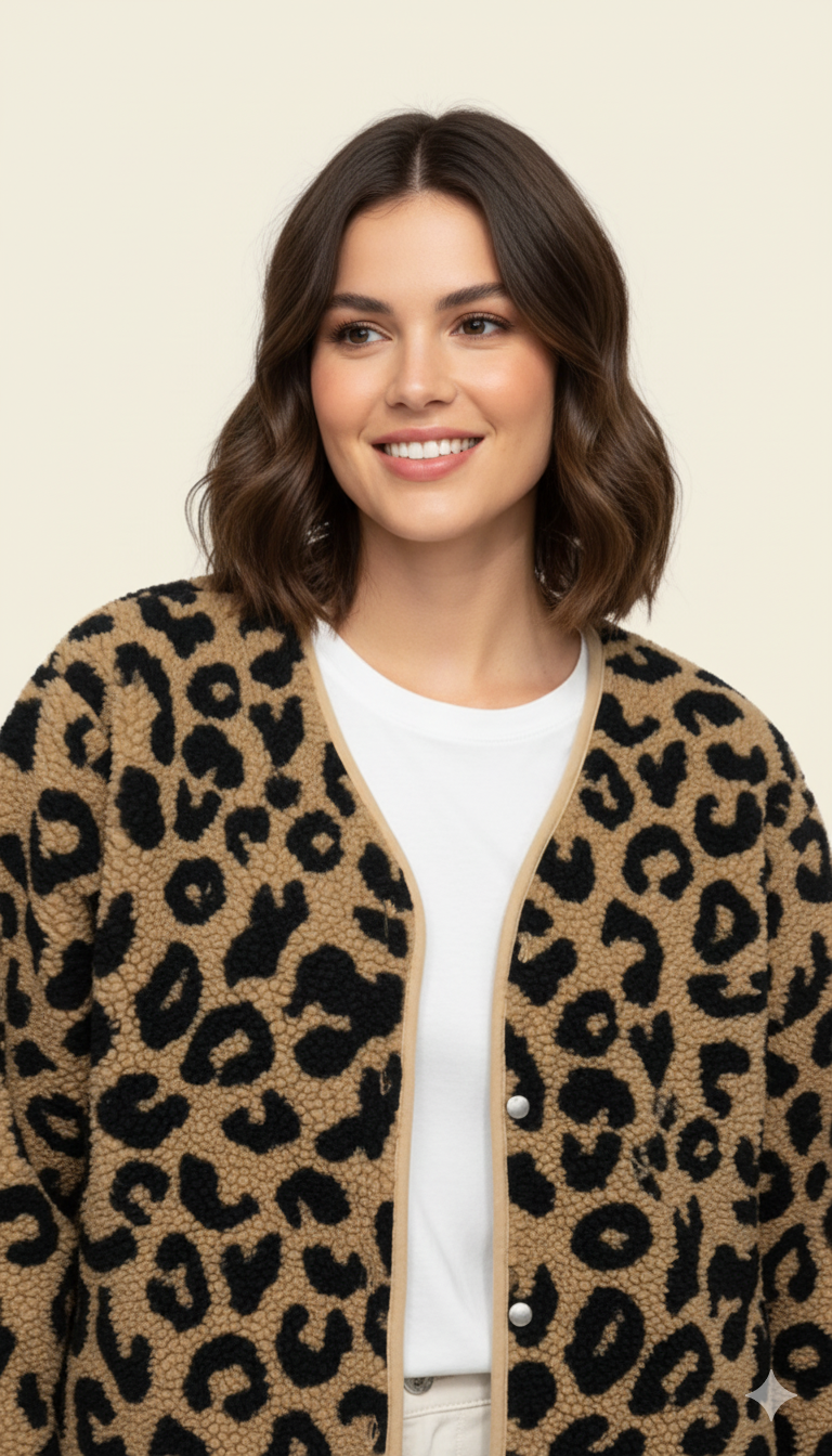WW | Stylische Fleecejacke mit Leopardenmuster