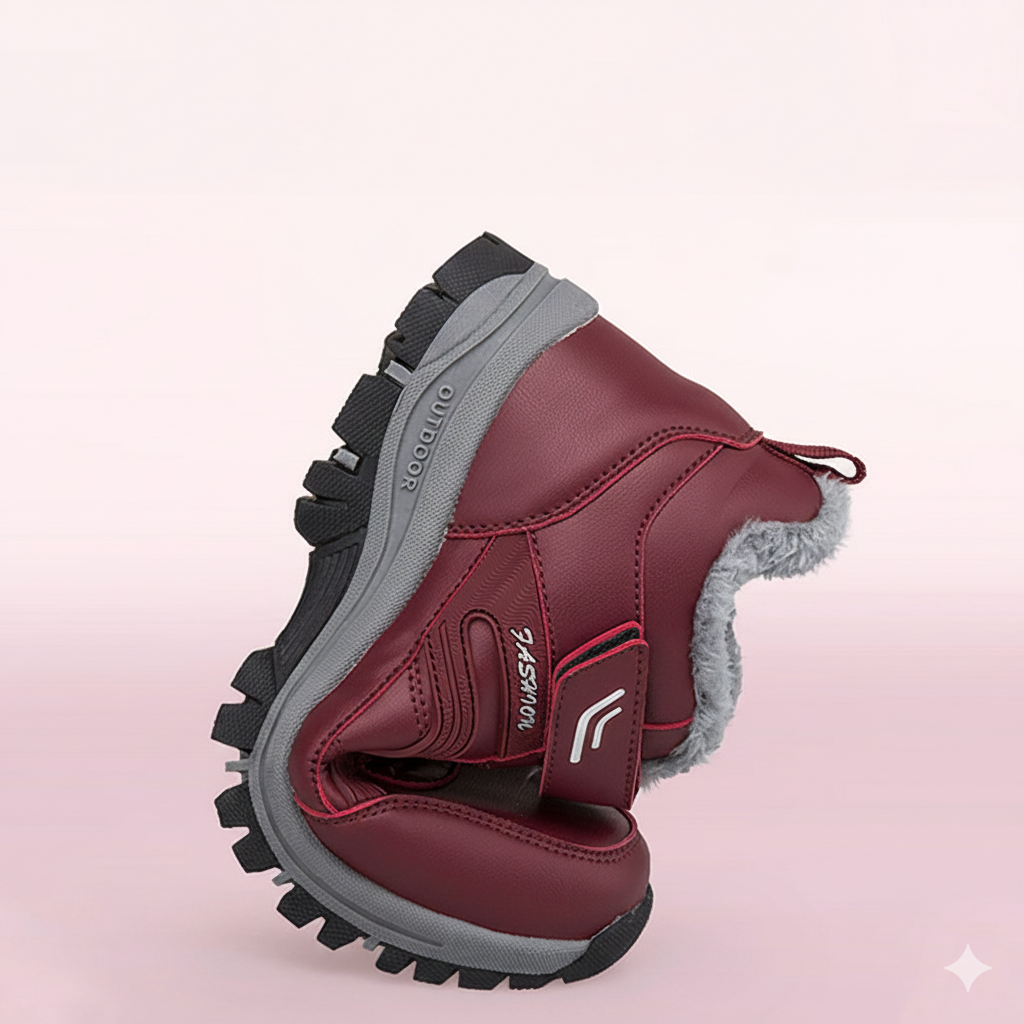 Women's Warm Lined Outdoor Hiking Shoes with Adjustable Hook-and-Loop Fastener WW