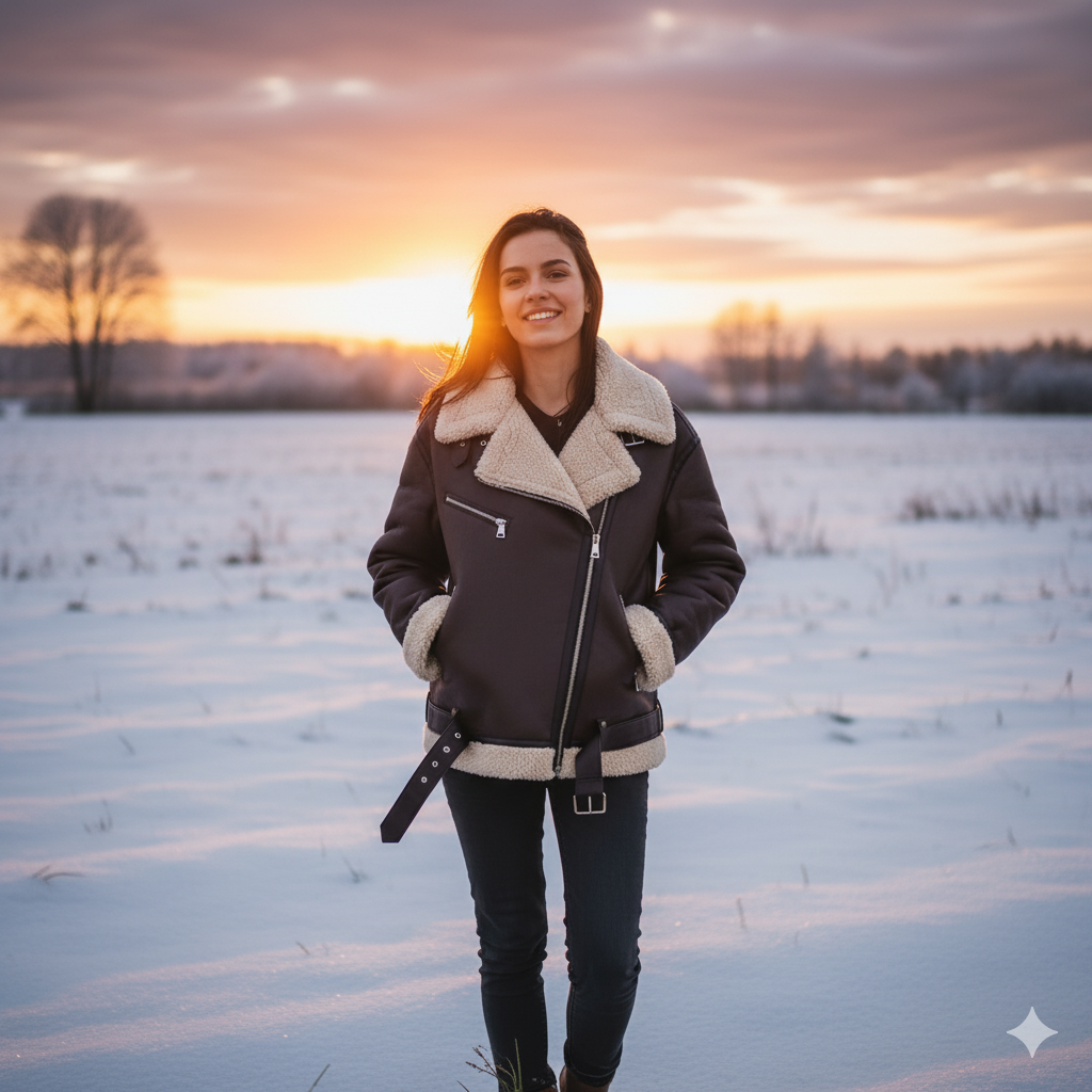 WW | Braune Lederfliegerjacke für Damen