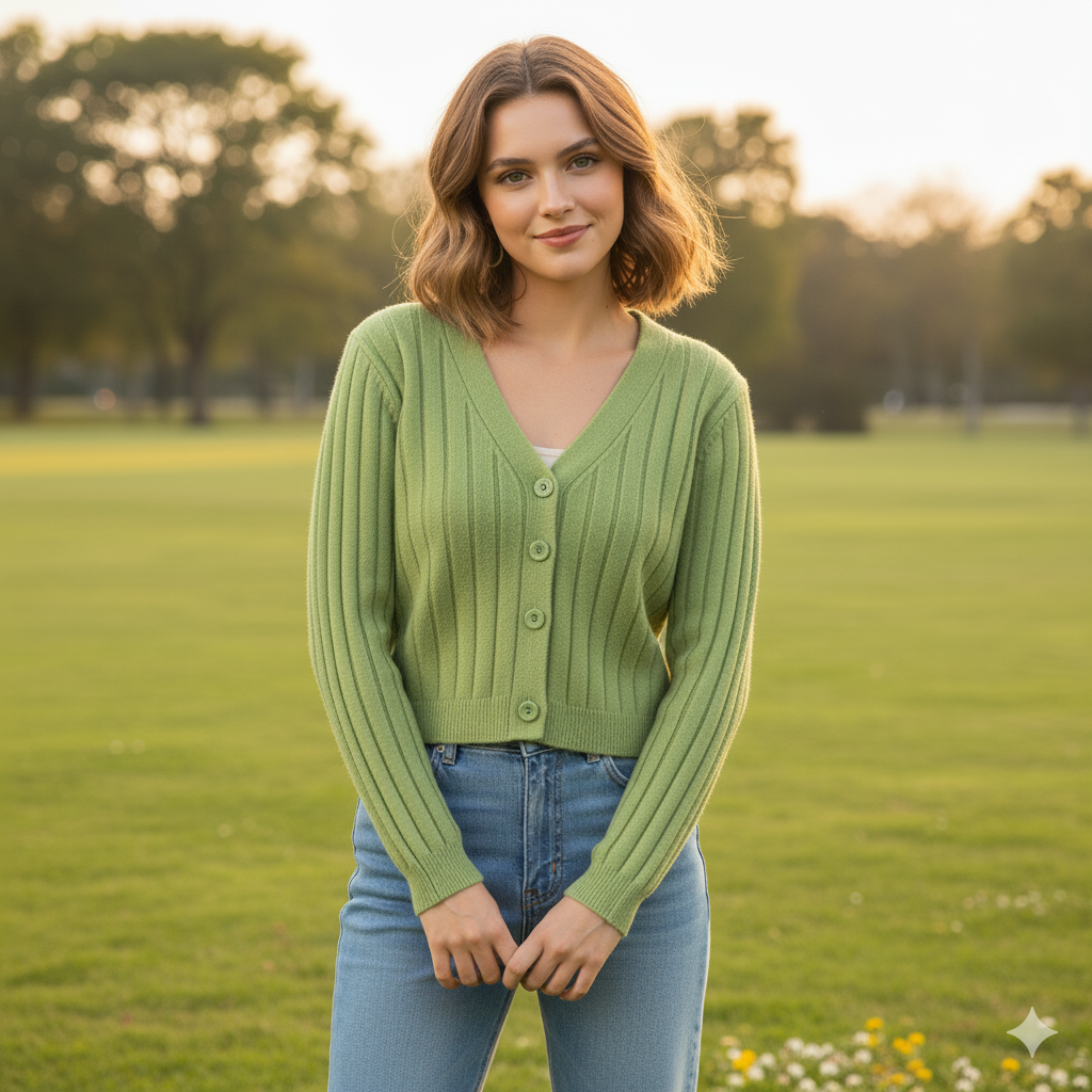 WW | Schnürgestrickter Pullover mit V-Ausschnitt für Damen