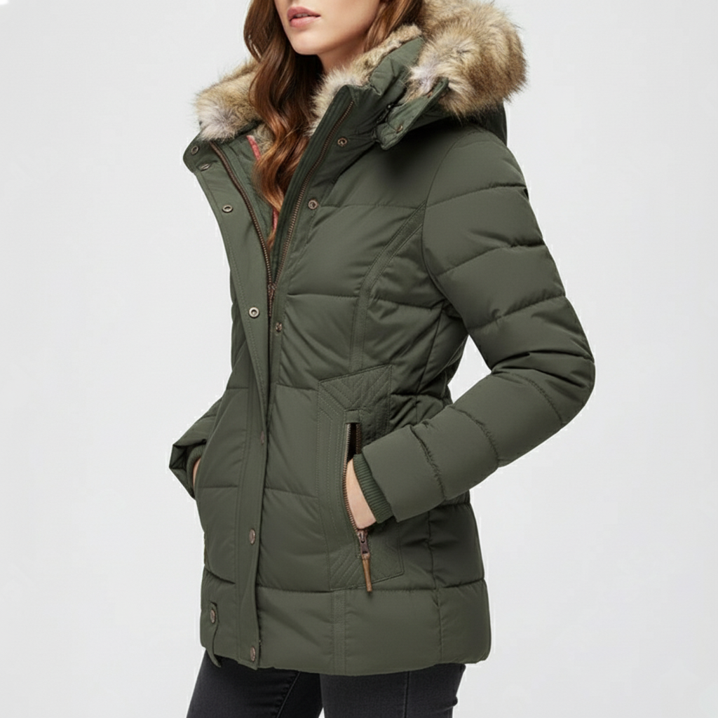 WW | Wolff Women's Winter Jacket | With Fur Lining, Windproof & Stylish