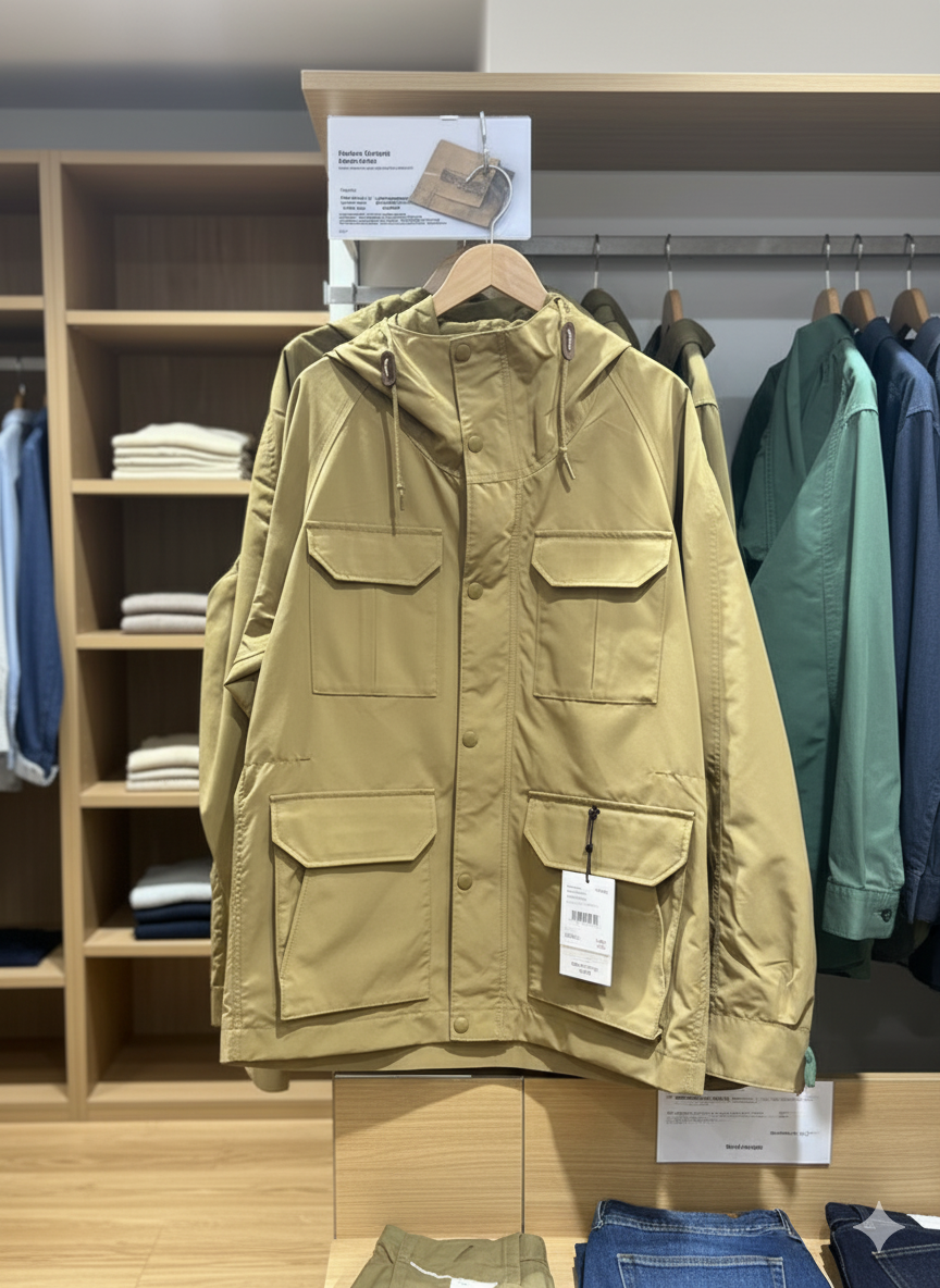 WW | Vintage Winddichte Arbeitsjacke Mit Kapuze Und Mehreren Taschen