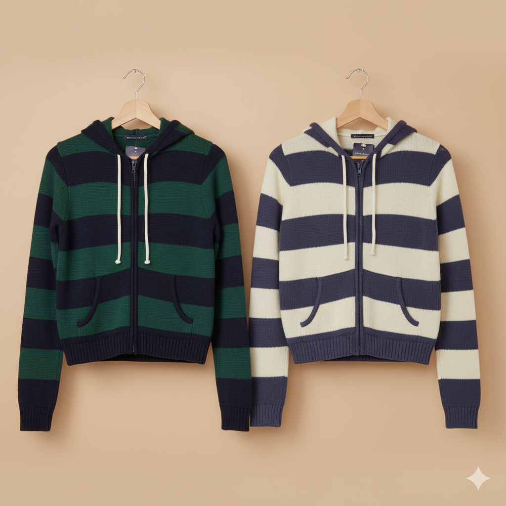 WW | Strickjacke mit Kapuze und Reißverschluss
