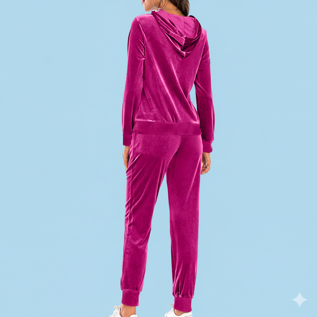 Damen bequemer Sportanzug mit lockerer Passform und Kapuzenjacke WW
