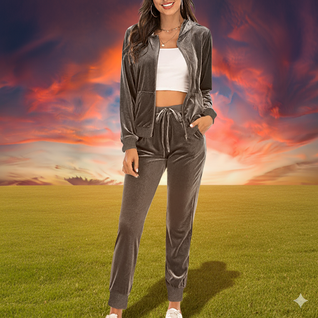Women's comfortable tracksuit with loose fit and hooded jacket WW